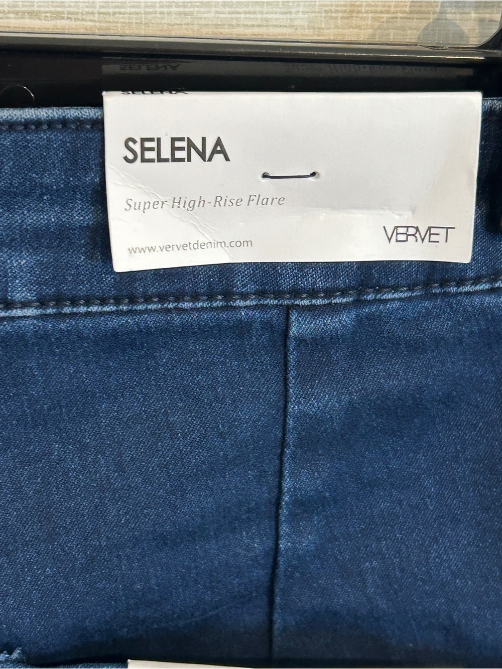 NWT Vervet Selena Super High-Rise Flare Jeans Dark Wash Raw Hem Sz 27 V2449 - Picture 8 of 10